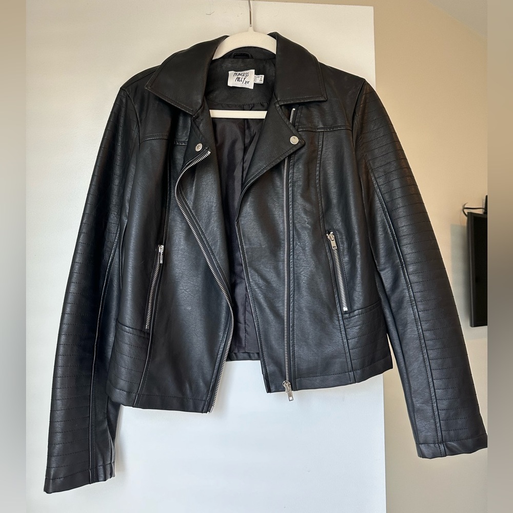 Princess Polly Black Faux Leather Moto Jacket